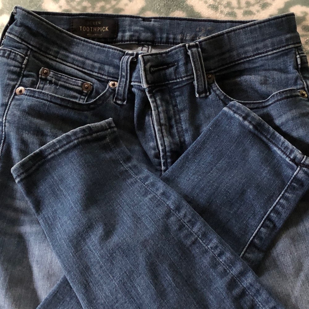 J. Crew Toothpick Skinny Jeans in Dark Blue Wash